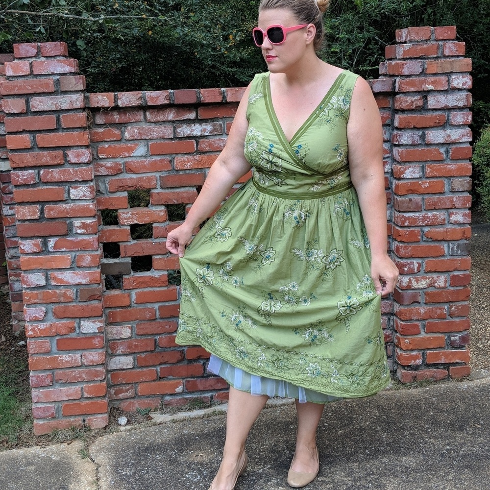 Vintage Inspired Tulle Lined Floral Dress